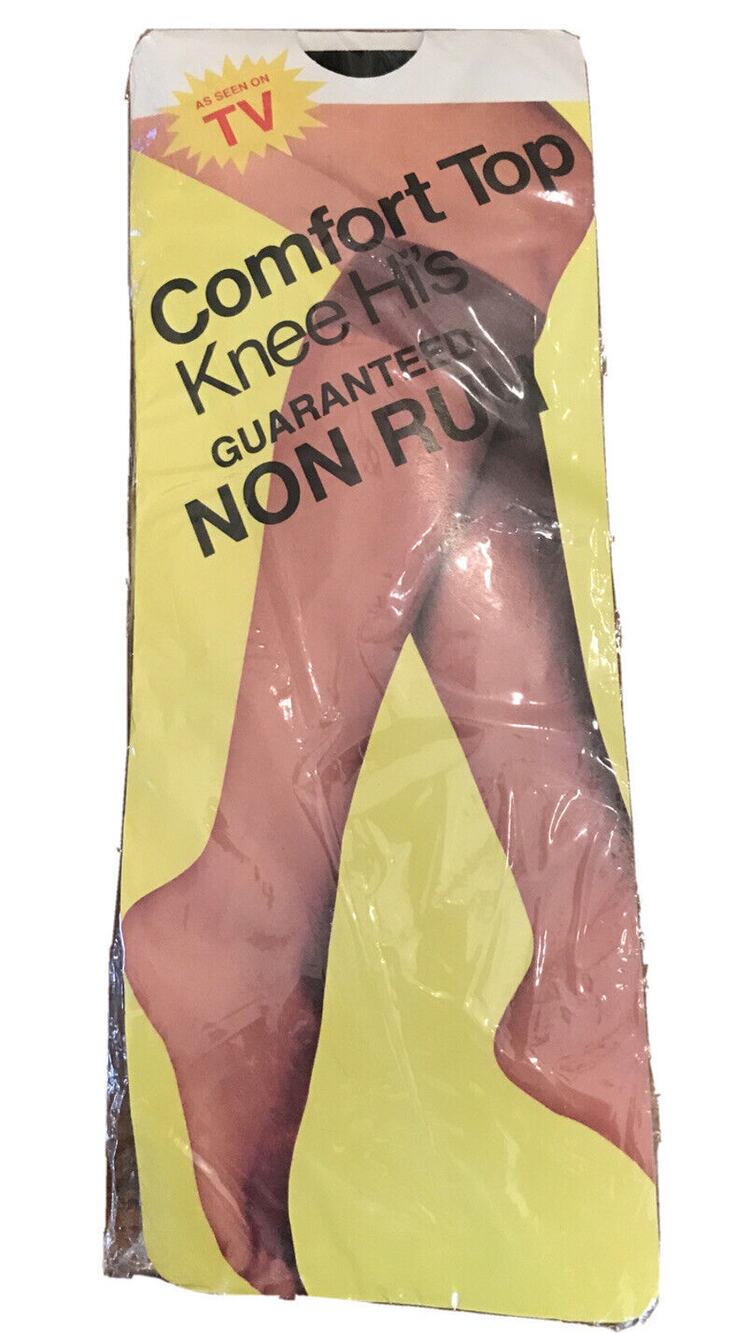 Vintage Comfort Top Knee High Womens Nylon Socks Black New Non Run